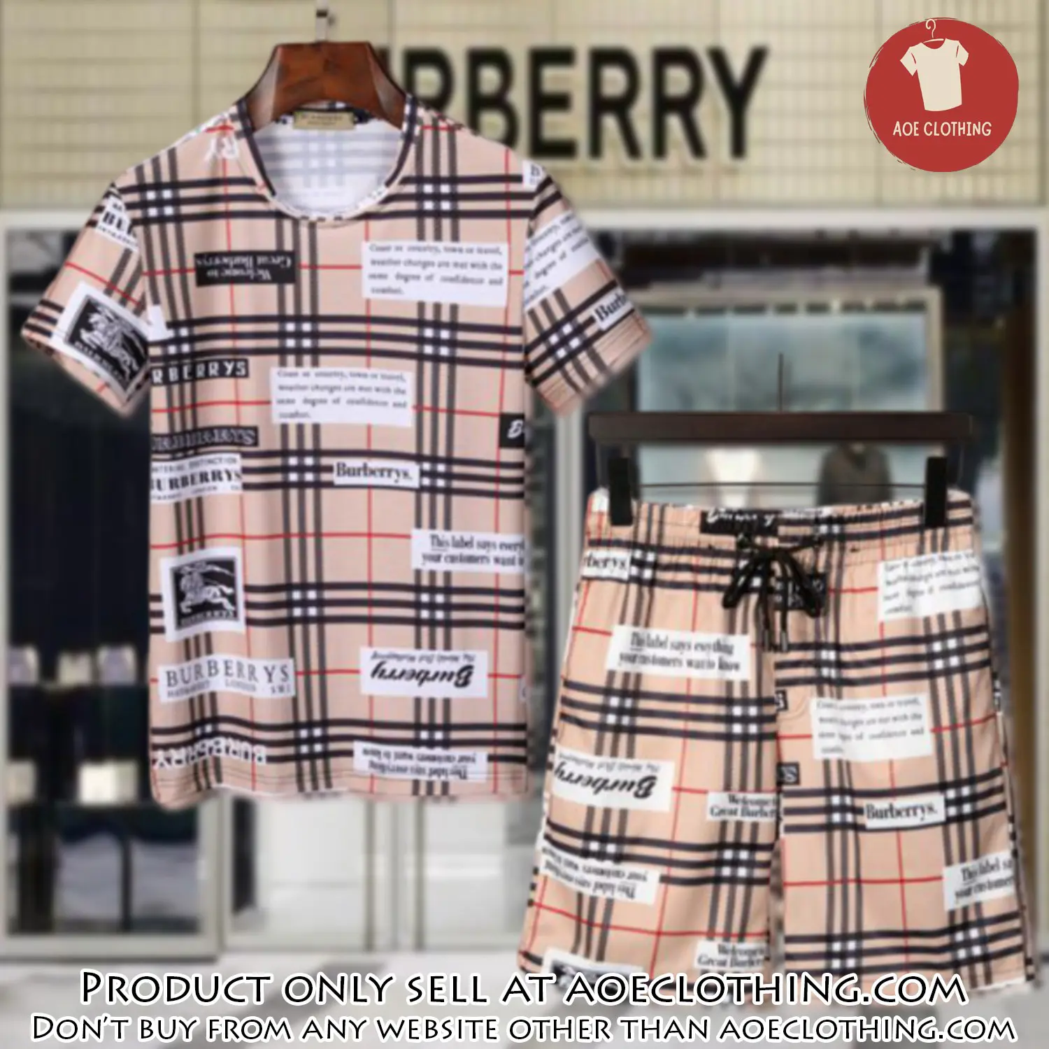 Burberry combo unisex tshirt & short limited luxury outfit cts1034 aoe1814815